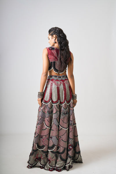 Nupur Kanoi High-Neck Sleeveless Lehenga Set indian designer wear online shopping melange singapore