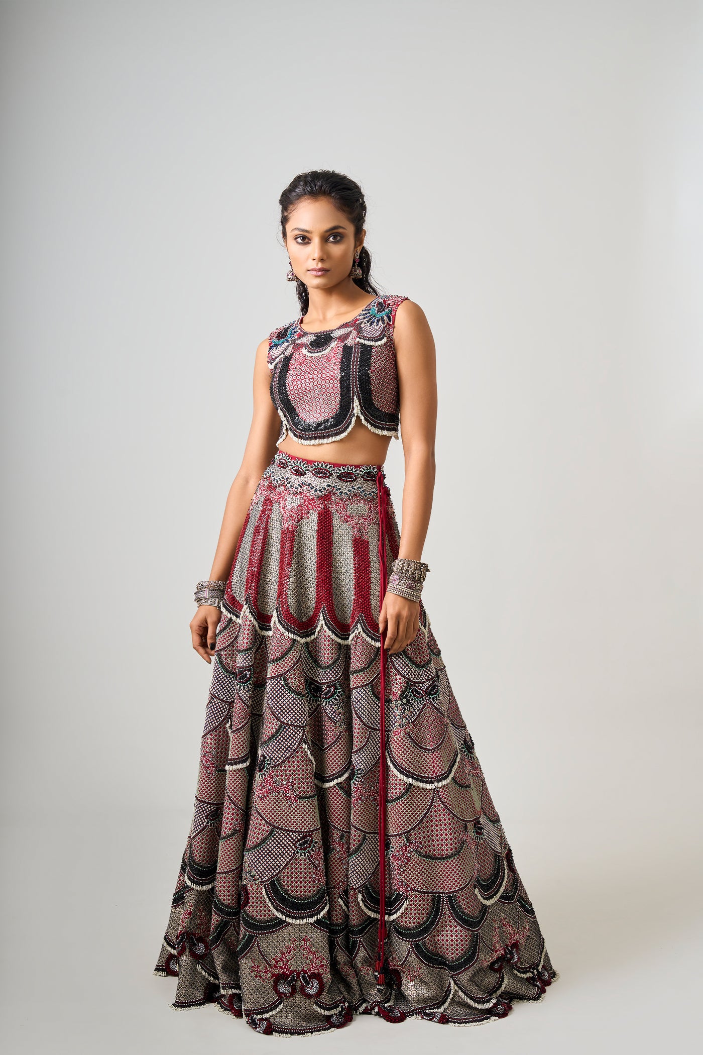 Nupur Kanoi High-Neck Sleeveless Lehenga Set indian designer wear online shopping melange singapore