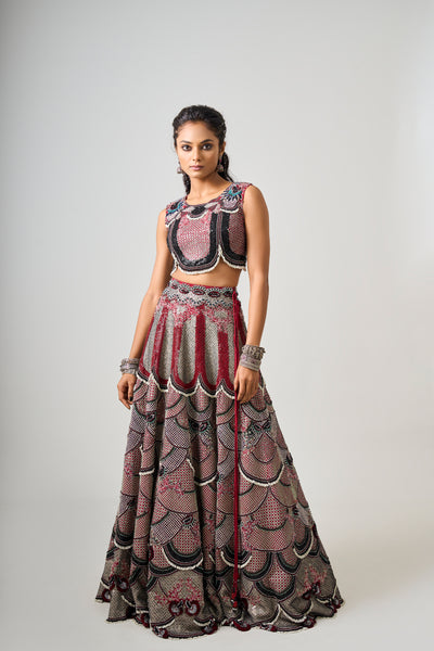 Nupur Kanoi High-Neck Sleeveless Lehenga Set indian designer wear online shopping melange singapore