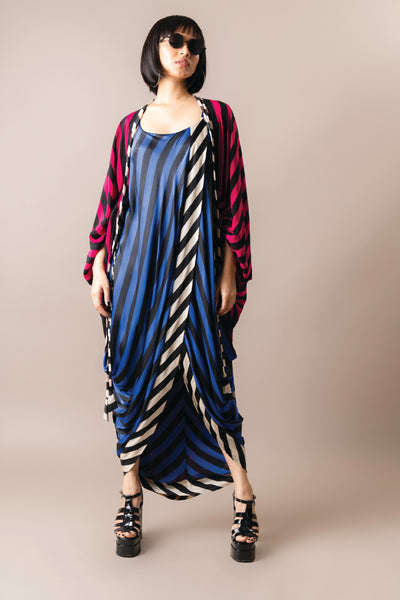 Nupur Kanoi Jaket With Sack Dress Magenta Cobalt indian designer wear online shopping melange singapore