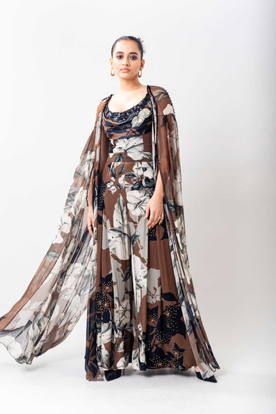 Nupur Kanoi Jumpsuit With Cape Set indian designer wear online shopping melange singapore 
