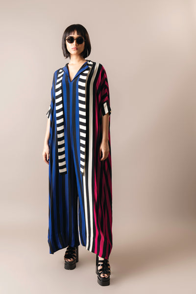 Nupur Kanoi Kaftan Jumpsuit Cobalt And Magenta indian designer wear online shopping melange singapore