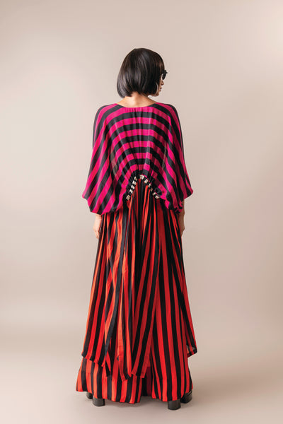 Nupur Kanoi Kimono Jacket Set Magenta And Tangerine indian designer wear online shopping melange singapore