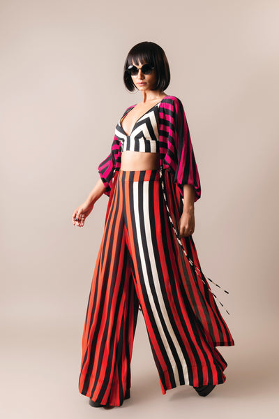 Nupur Kanoi Kimono Jacket Set Magenta And Tangerine indian designer wear online shopping melange singapore