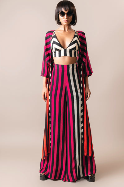 Nupur Kanoi Kimono Jacket Set Magenta indian designer wear online shopping melange singapore