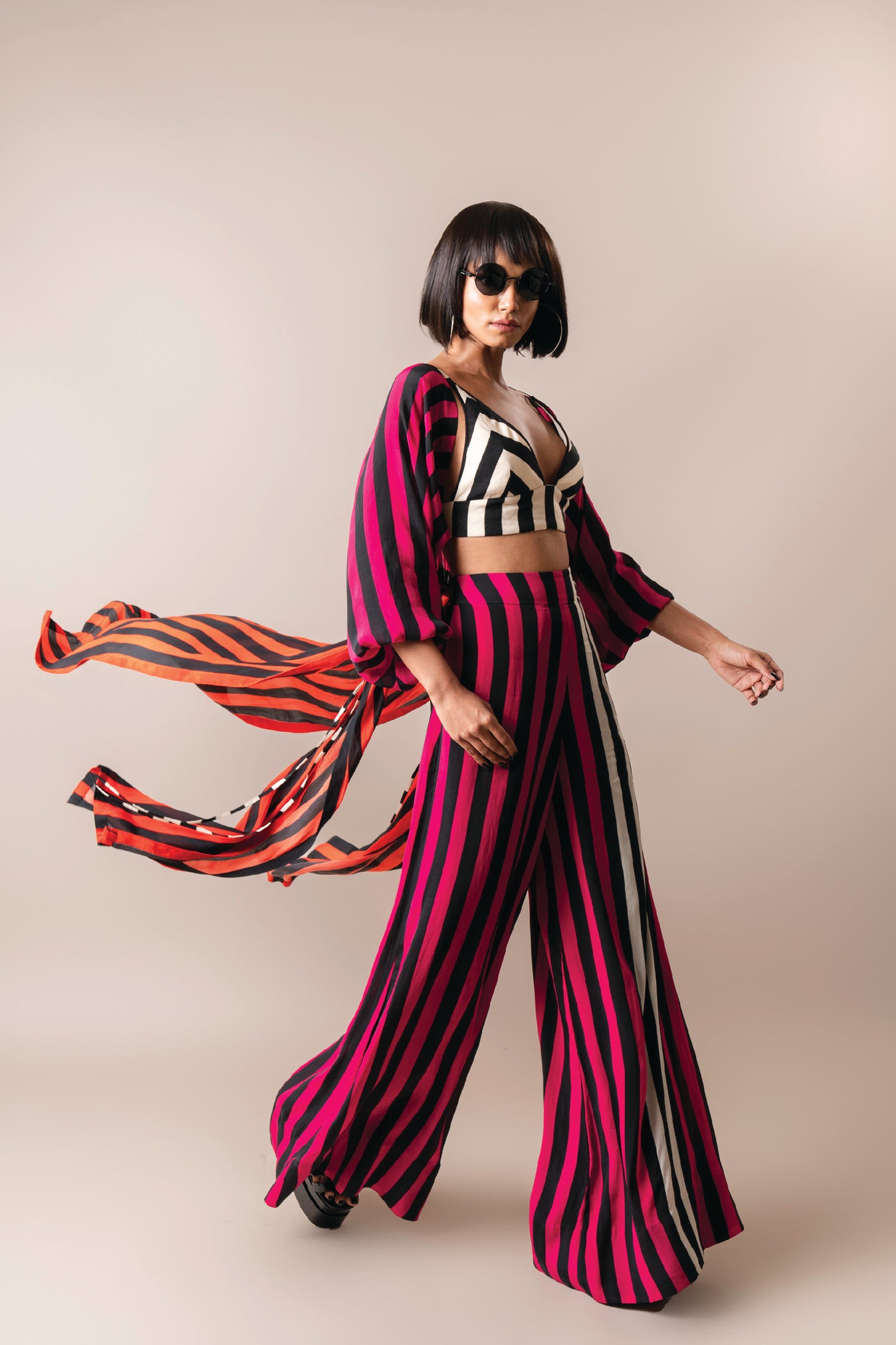 Nupur Kanoi Kimono Jacket Set Magenta indian designer wear online shopping melange singapore
