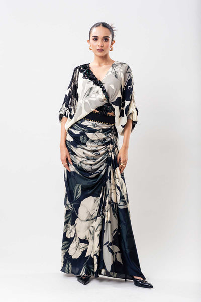 Nupur Kanoi Kimono Wrap Top Black Skirt Set indian designer wear online shopping melange singapore 