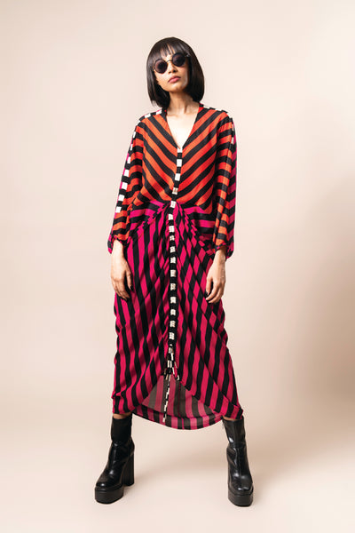 Nupur Kanoi Kite Dress Tangerine And Magenta indian designer wear online shopping melange singapore