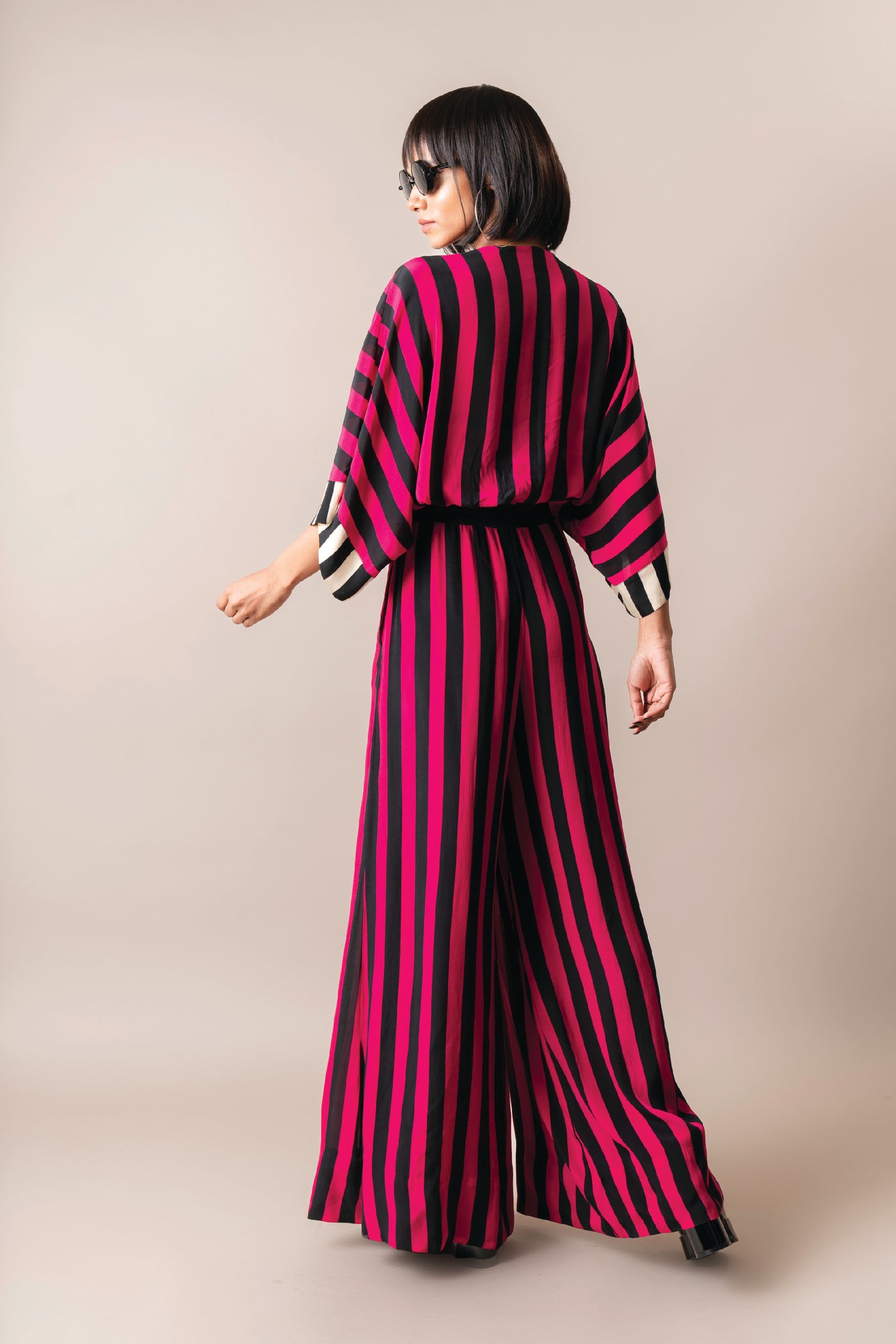 Nupur Kanoi Knotted Top With A- Line Pants Magenta indian designer wear online shopping melange singapore