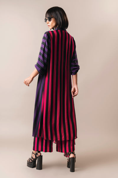 Nupur Kanoi Long Shirt With Pyjama Aubergine And Magenta indian designer wear online shopping melange singapore