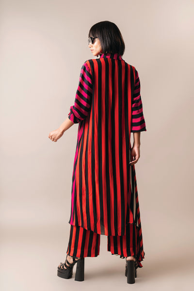 Nupur Kanoi Long Shirt With Pyjama Magenta And Tangerine indian designer wear online shopping melange singapore