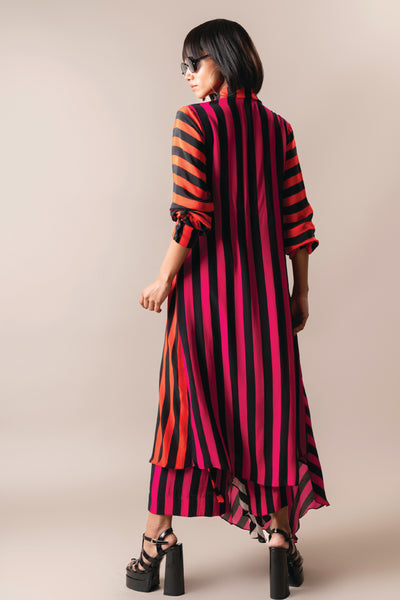 Nupur Kanoi Long Shirt With Pyjama Tangerine And Magenta indian designer wear online shopping melange singapore