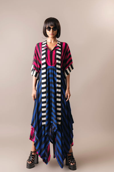 Nupur Kanoi Long Top And Pants Magenta And Cobalt indian designer wear online shopping melange singapore