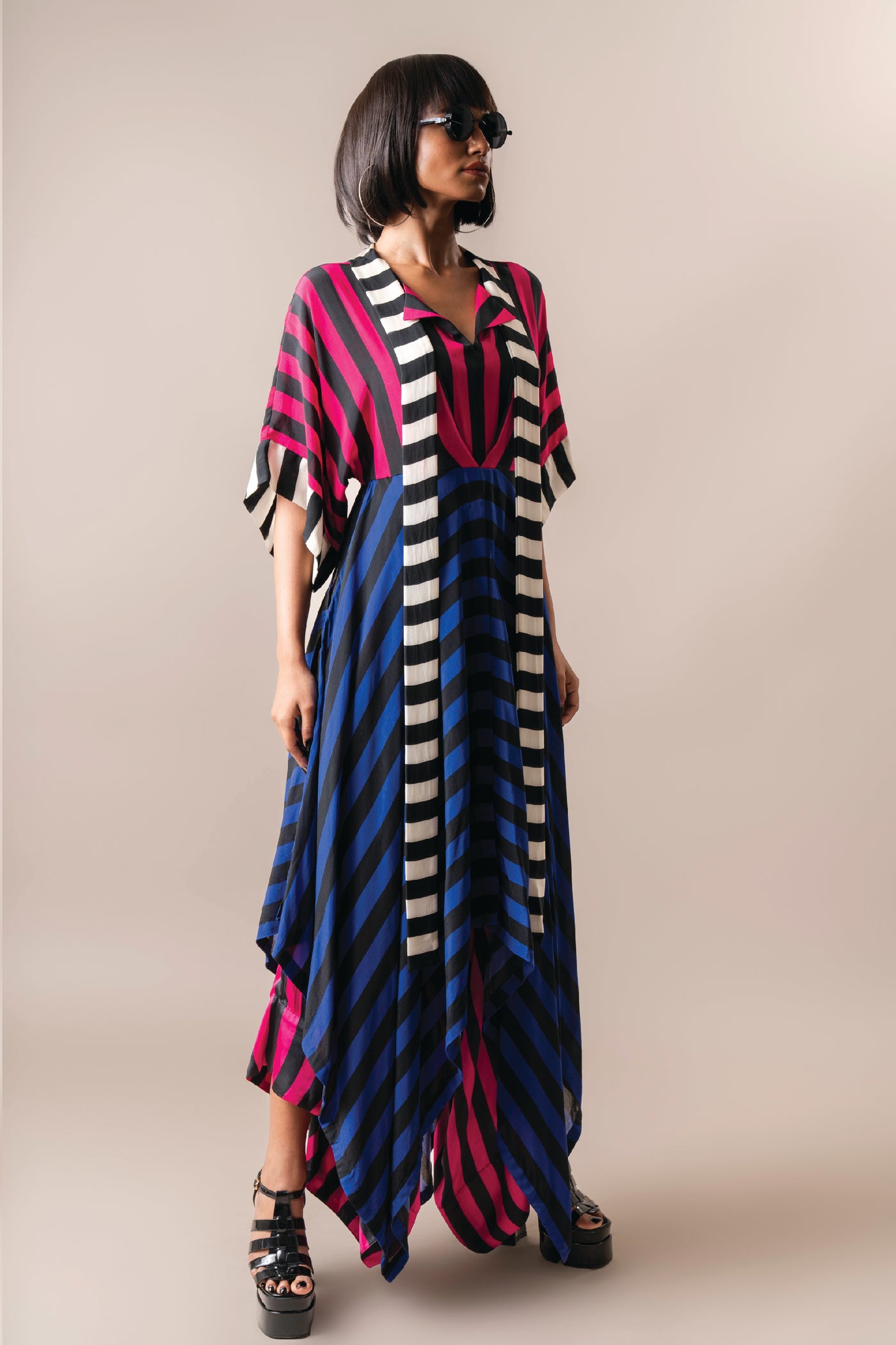 Nupur Kanoi Long Top And Pants Magenta And Cobalt indian designer wear online shopping melange singapore