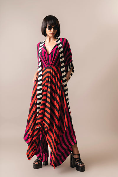 Nupur Kanoi Long Top And Pants Magenta And Tangerine indian designer wear online shopping melange singapore