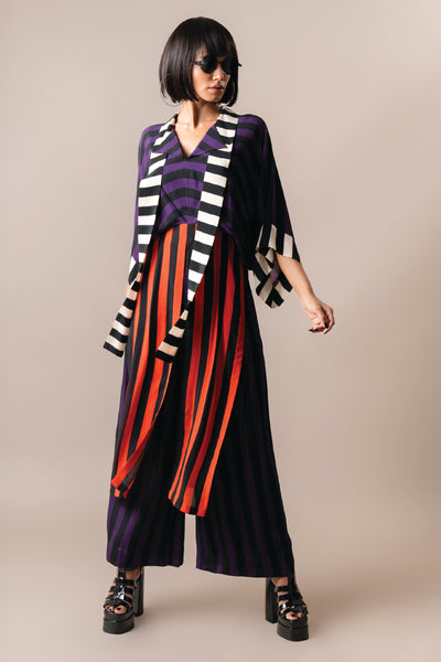 Nupur Kanoi Long Top And Pyjama Aubergine And Tangerine indian designer wear online shopping melange singapore