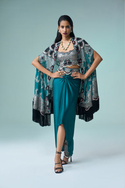 Nupur Kanoi Midi Cape Set indian designer wear online shopping melange singapore
