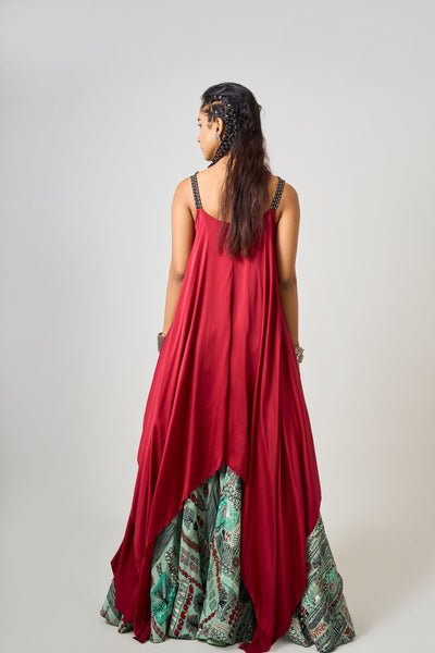 Nupur Kanoi Mint Printed Singlet Lehenga Set indian designer wear online shopping melange singapore