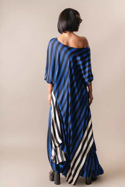 Nupur Kanoi Off Shoulder Singlet Top With Circular Gather Skirt Cobalt indian designer wear online shopping melange singapore