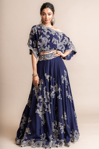 Nupur Kanoi Off-Shoulder Top And Lehenga Set indian designer wear online shopping melange singapore
