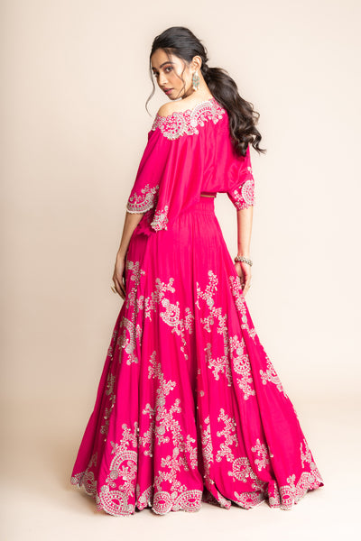 Nupur Kanoi Off-Shoulder Top And Lehenga Set indian designer wear online shopping melange singapore