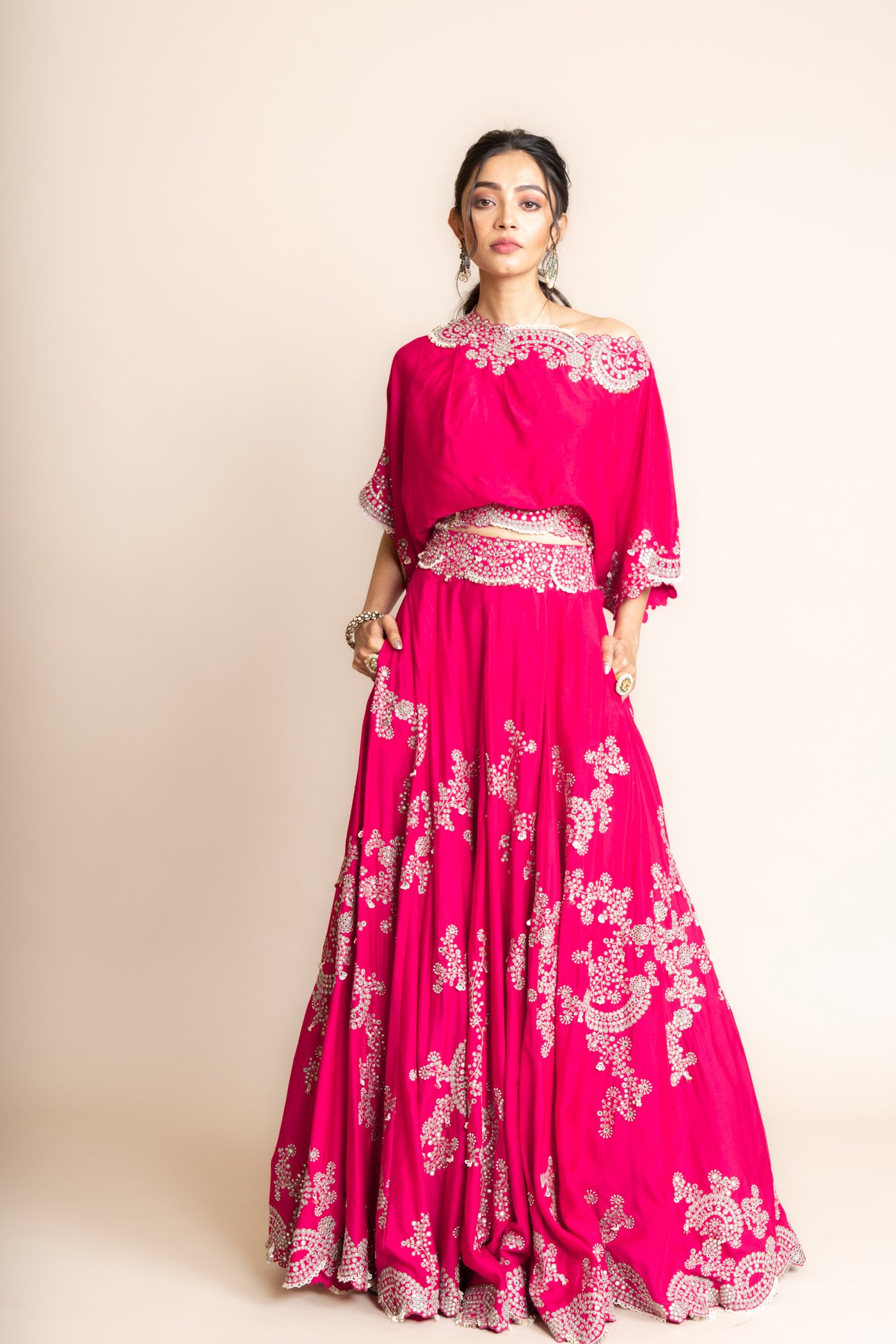 Off-Shoulder Top And Lehenga Set