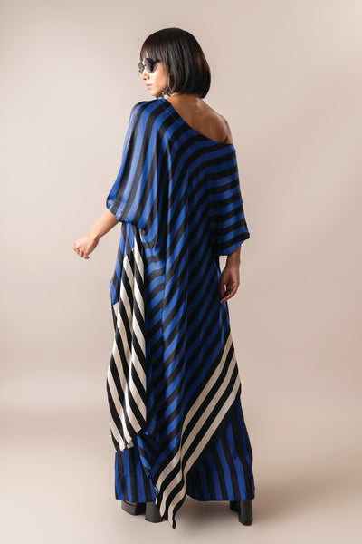 Nupur Kanoi Off Shoulder Top With A-line Pants Cobalt indian designer wear online shopping melange singapore