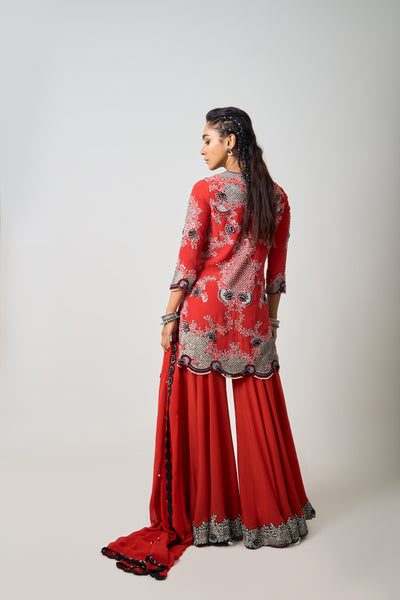 Nupur Kanoi Orange Hand-Embroidered Kurti Set indian designer wear online shopping melange singapore
