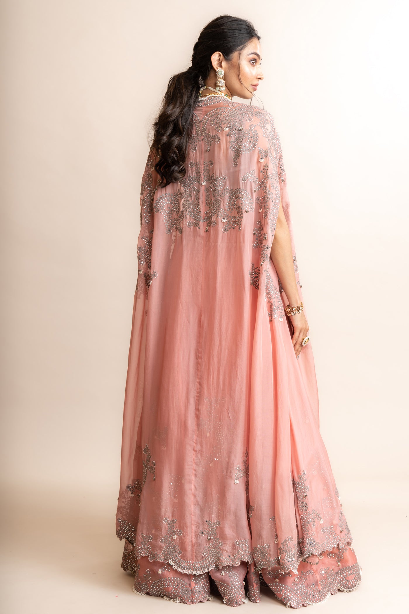 Nupur Kanoi Organza Lehenga Set Old Rose indian designer wear online shopping melange singapore