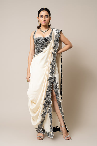 Nupur Kanoi Pre-Draped Sari Set indian designer wear online shopping melange singapore