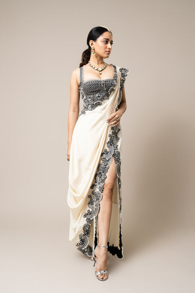 Nupur Kanoi Pre-Draped Sari Set indian designer wear online shopping melange singapore