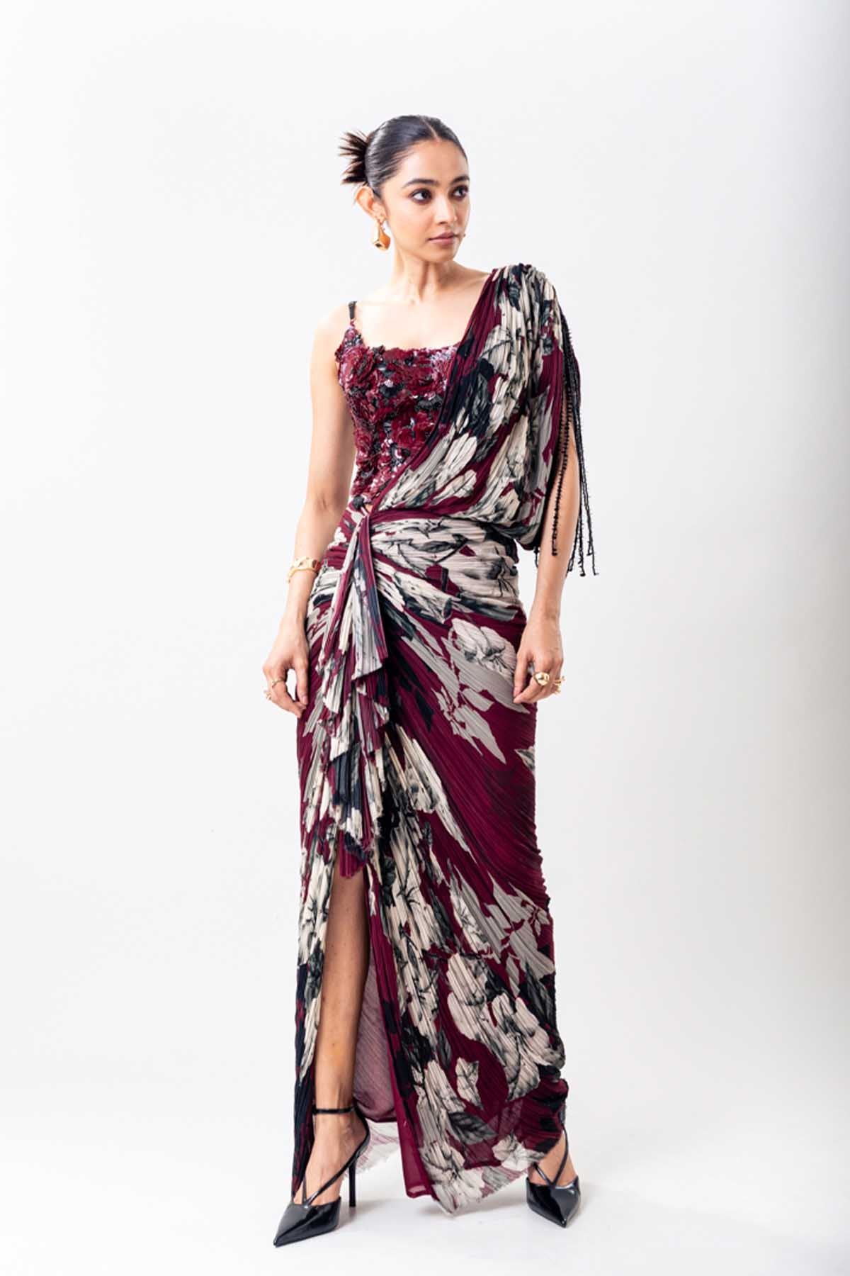 Nupur Kanoi PreDraped Sari Set indian designer wear online shopping melange singapore 