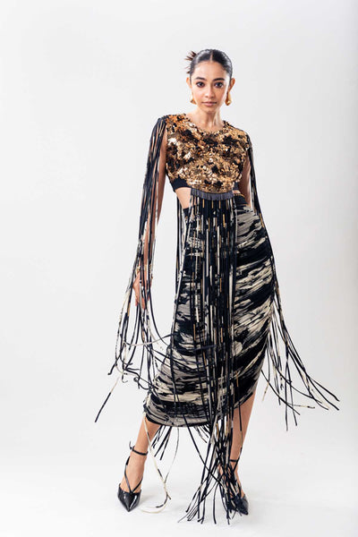 Nupur Kanoi Printed Crush Skirt Set indian designer wear online shopping melange singapore 