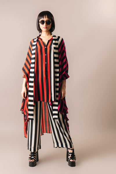 Nupur Kanoi Shirt And Pyjama Tangerine Black And White indian designer wear online shopping melange singapore