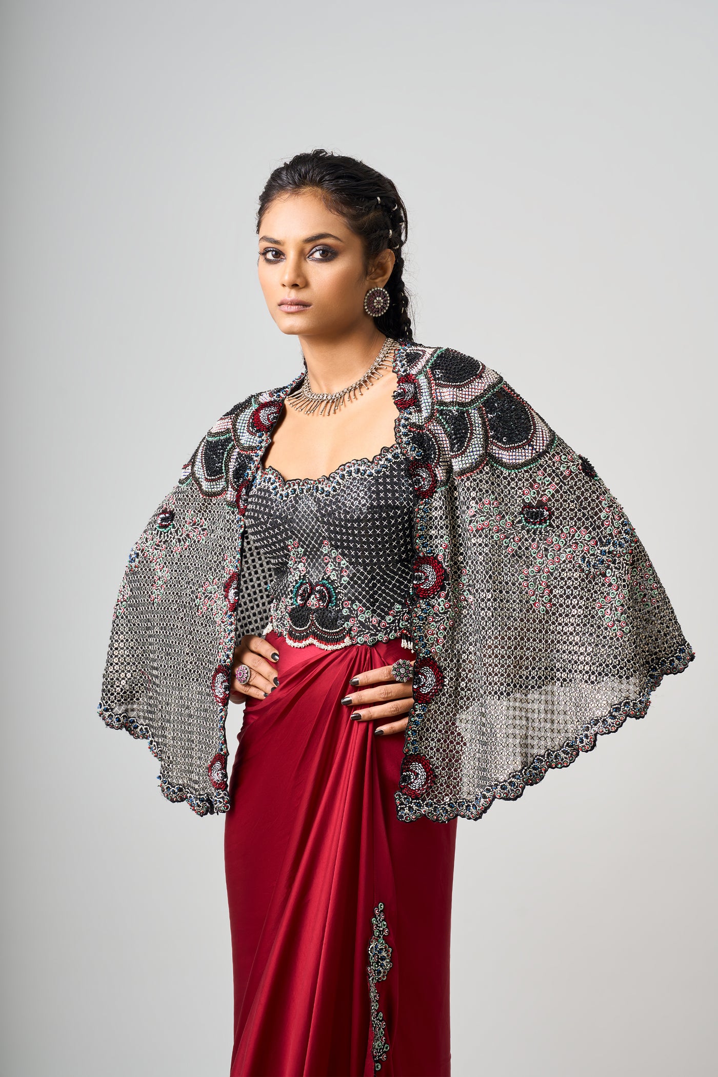 Nupur Kanoi Short Cape Set indian designer wear online shopping melange singapore