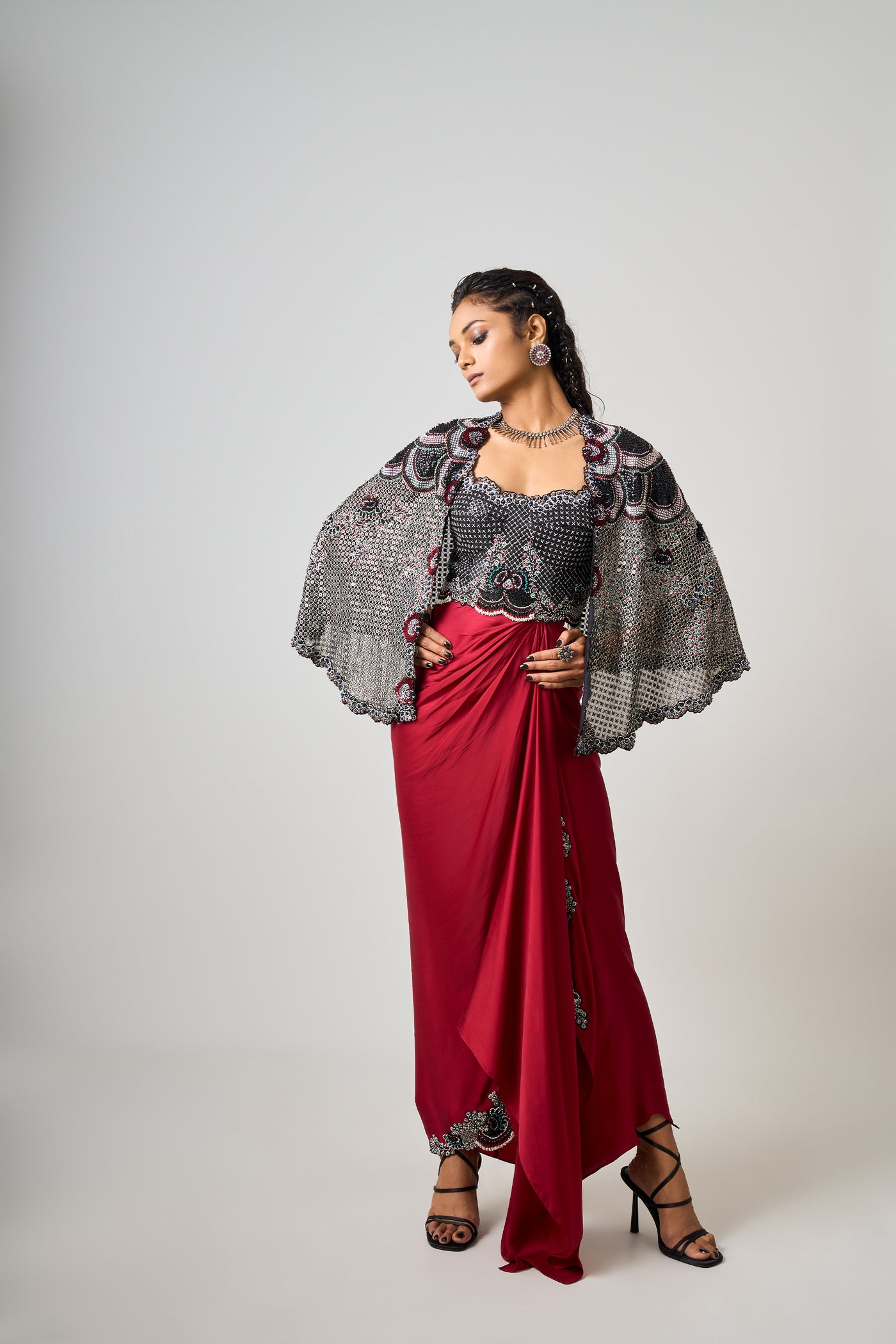 Nupur Kanoi Short Cape Set indian designer wear online shopping melange singapore
