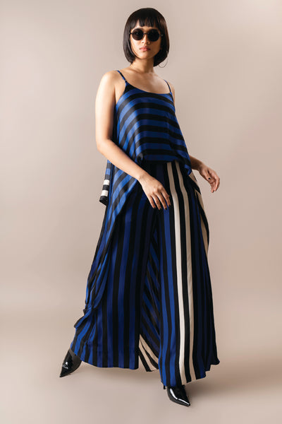Nupur Kanoi Singlet Top With A- Line Pants Cobalt indian designer wear online shopping melange singapore