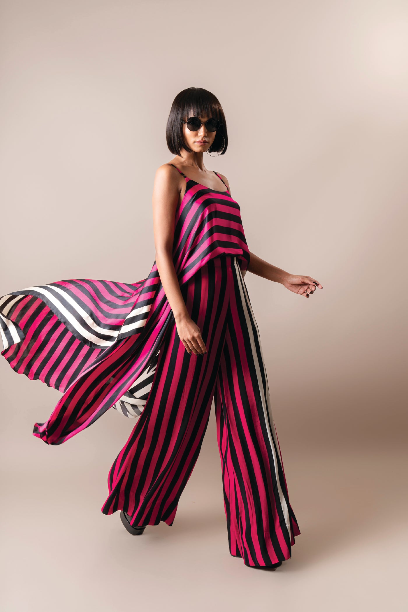 Nupur Kanoi Singlet Top With A- Line Pants Magenta indian designer wear online shopping melange singapore