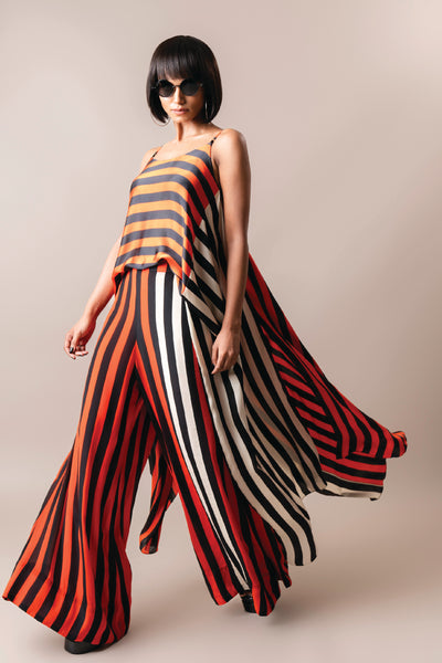Nupur Kanoi Singlet Top With A- Line Pants Tangerine indian designer wear online shopping melange singapore