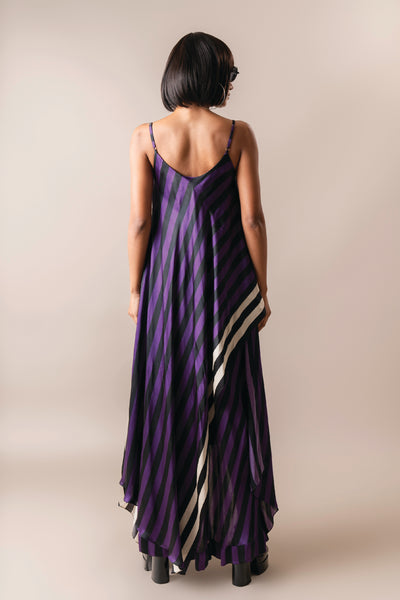 Nupur Kanoi Strappy Singlet  With Circular Gather Skirt Aubergine indian designer wear online shopping melange singapore