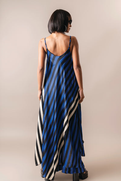 Nupur Kanoi Strappy Singlet  With Circular Gather Skirt Cobalt indian designer wear online shopping melange singapore