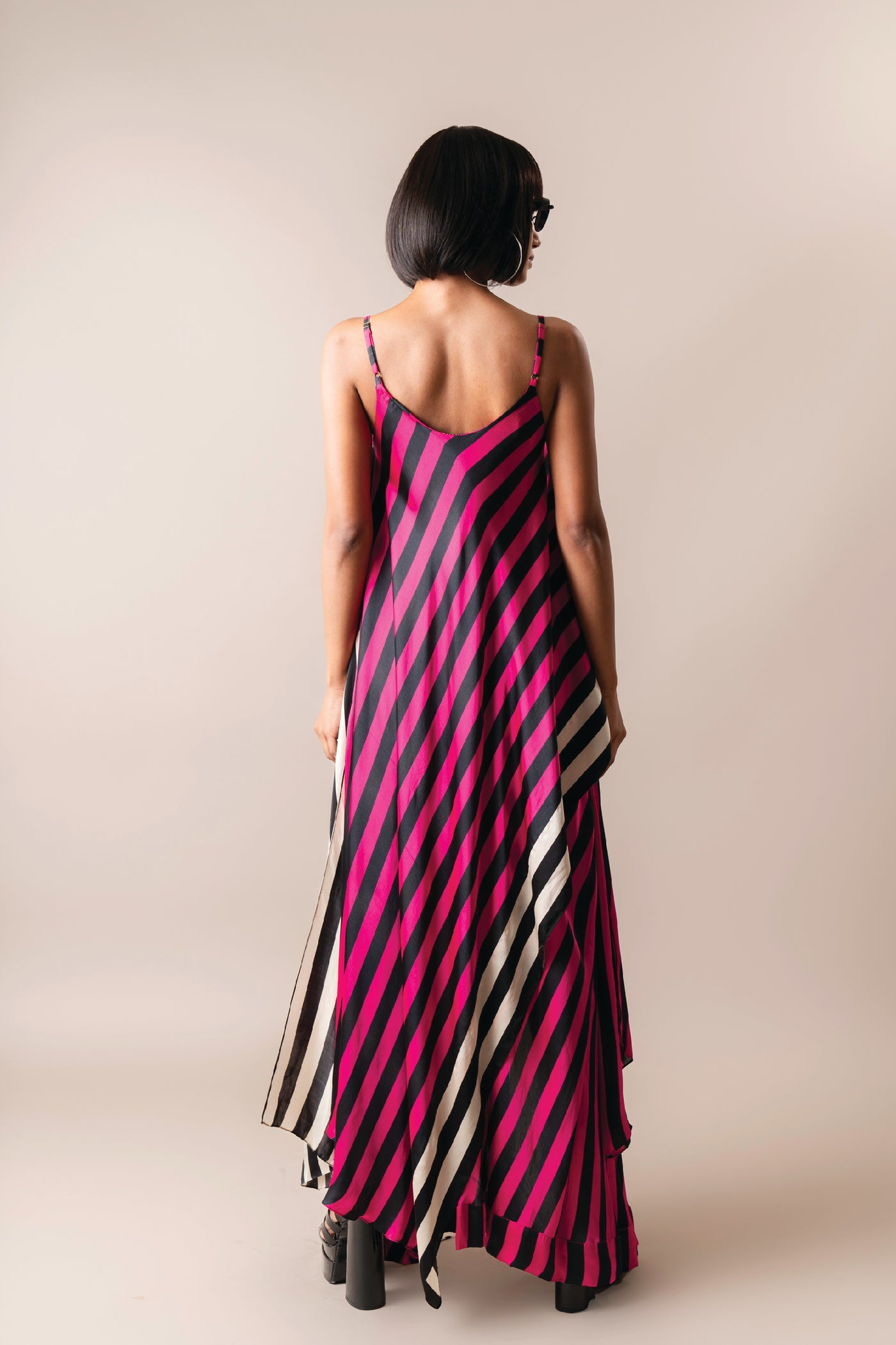 Nupur Kanoi Strappy Singlet  With Circular Gather Skirt Magenta indian designer wear online shopping melange singapore