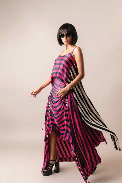 Nupur Kanoi Strappy Singlet  With Circular Gather Skirt Magenta indian designer wear online shopping melange singapore