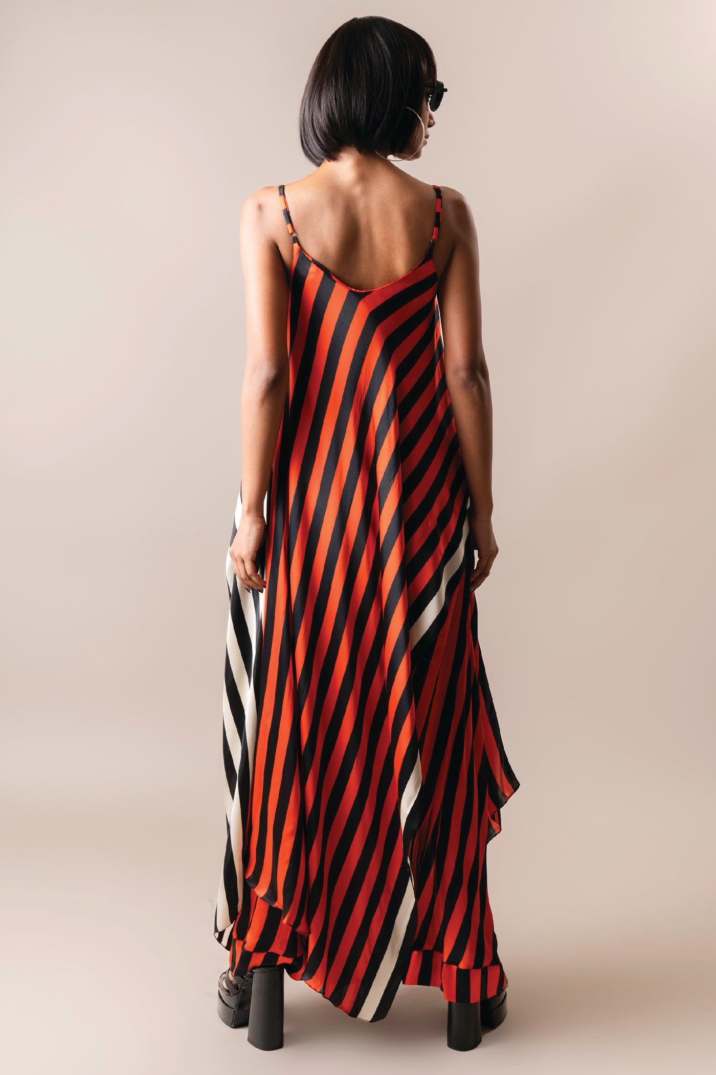 Nupur Kanoi Strappy Singlet  With Circular Gather Skirt Tangerine indian designer wear online shopping melange singapore