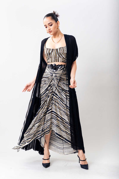 Nupur Kanoi Stripe Bustier Skirt Set indian designer wear online shopping melange singapore 