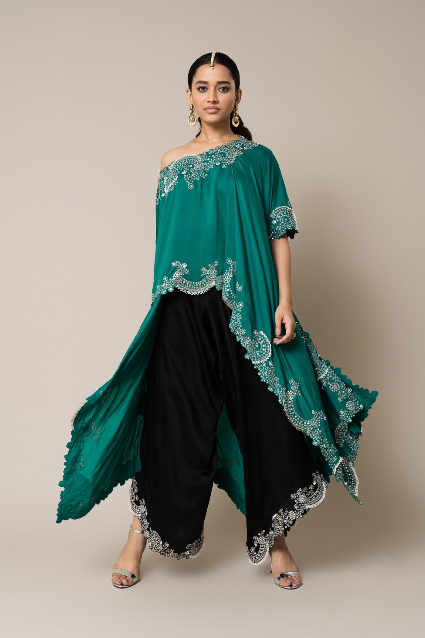 Nupur Kanoi Top And Pants Set Sea Green indian designer wear online shopping melange singapore