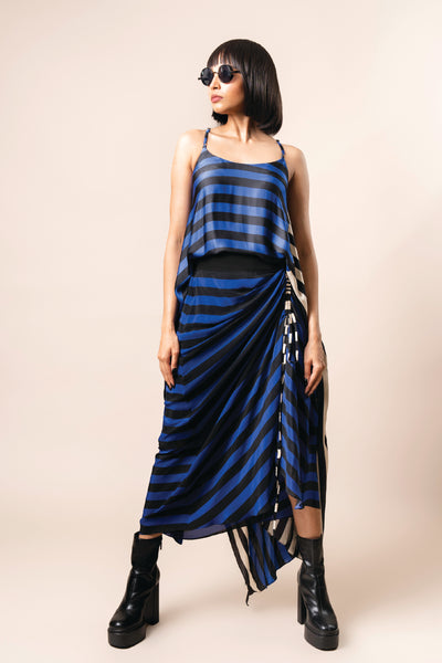 Nupur Kanoi Top And Skirt Cobalt indian designer wear online shopping melange singapore