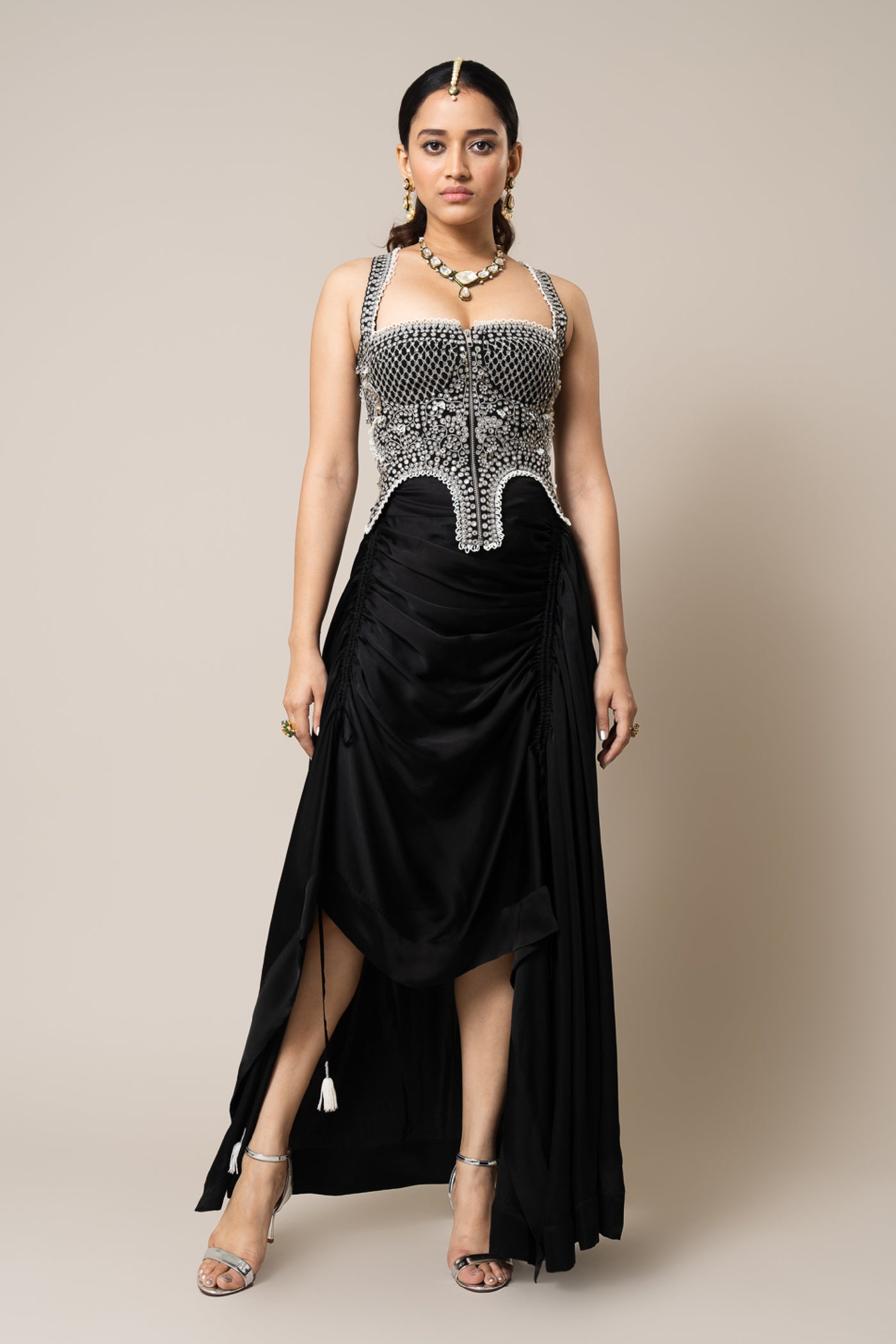 Nupur Kanoi Top And Skirt Set Black indian designer wear online shopping melange singapore