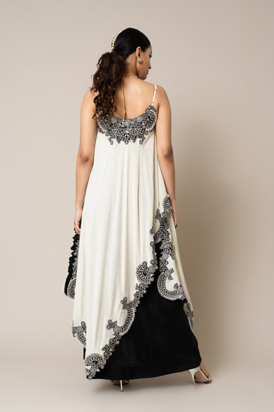 Nupur Kanoi Top And Skirt Set Off White And Black indian designer wear online shopping melange singapore
