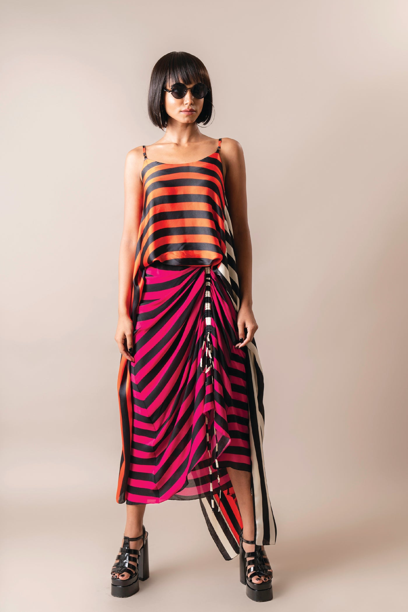 Nupur Kanoi Top And Skirt Tangerine indian designer wear online shopping melange singapore